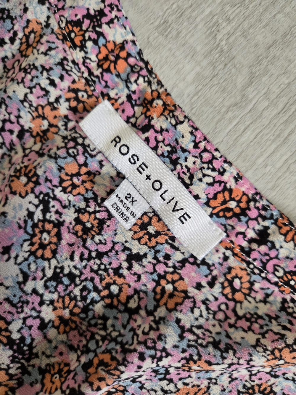 Rose + Olive Floral Blouse - Pink & Orange Floral Print 3/4 Sleeve Top